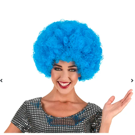 Peluca afro celeste