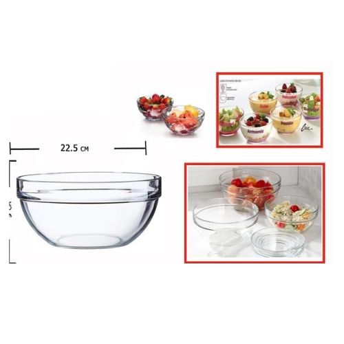 Set 3 pcs bowls de vidrio