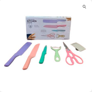 SET CUCHILLOS DE COLORES CON PELADOR Y TIJERAS