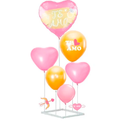 Set de globos corazón rosa con base 6pcs