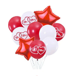 Set de globos de látex rojo sr. & sra 10pcs