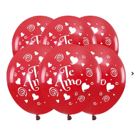 Set de globos de látex rojo te amo 6pcs