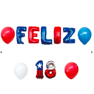 set de globos feliz 18 bandera de chile 11pcs