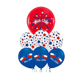 set de globos latex viva chile 7pcs