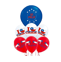 set de globos latex viva chile 7pcs