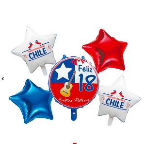 Set de globos metalicos fiestas patrias 5pcs