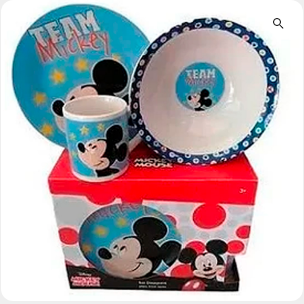 Set Desayuno 3 Piezas Disney Ceramica Mickey