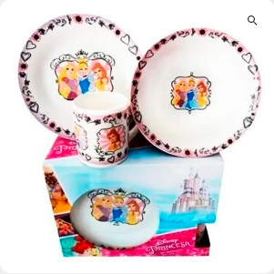 Set Desayuno 3 Piezas Disney Ceramica Princesas