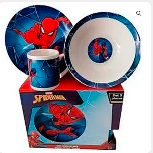 Set Desayuno 3 Piezas Disney Ceramica Spiderman