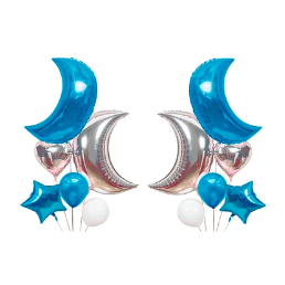 Sets de globos lunas/estrellaazul/plata 6pcs