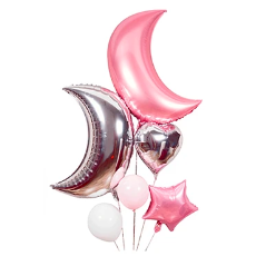 Sets de globos lunas/estrella rosa/plata 6pcs