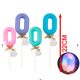 Topper Nº 0 con luz led color aleatorio