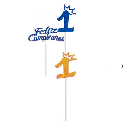 Topper N.º 1 feliz cumpleaños con corona color aleatorio