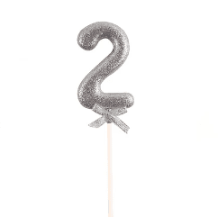 Topper Nº 2 color plata glitter