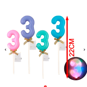 Topper Nº 3 con luz led color aleatorio