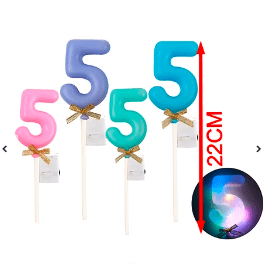 Topper Nº 5 con luz led color aleatorio