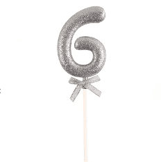 Topper N.º 6 color plata glitter