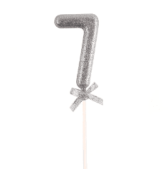 Topper Nº 7 color plata glitter