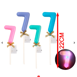 Topper Nº 7 con luz led color aleatorio