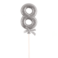 Topper Nº 8 color plata glitter