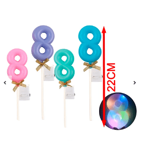 Topper Nº 8 con luz led color aleatorio
