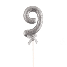 Topper Nº 9 color plata glitter 