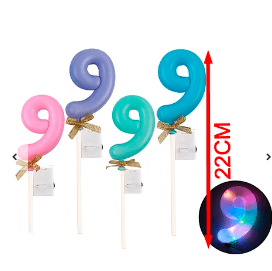 Topper Nº 9 con luz led color aleatorio