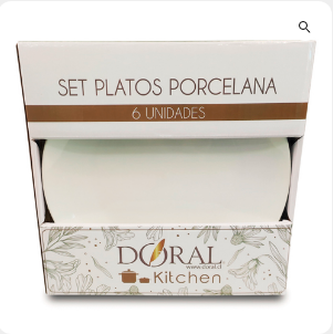 Vajilla Set 6 Platos Pan Porcelana