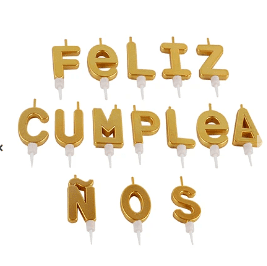 Vela feliz cumpleaños color dorado