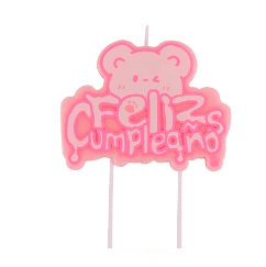Vela feliz cumpleños bebe oso rosa 1pcs