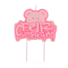 Vela feliz cumpleños bebe oso rosa 1pcs