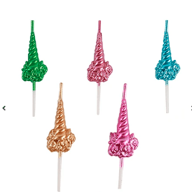 Velas cuerno unicornio colores surtidos 5pcs